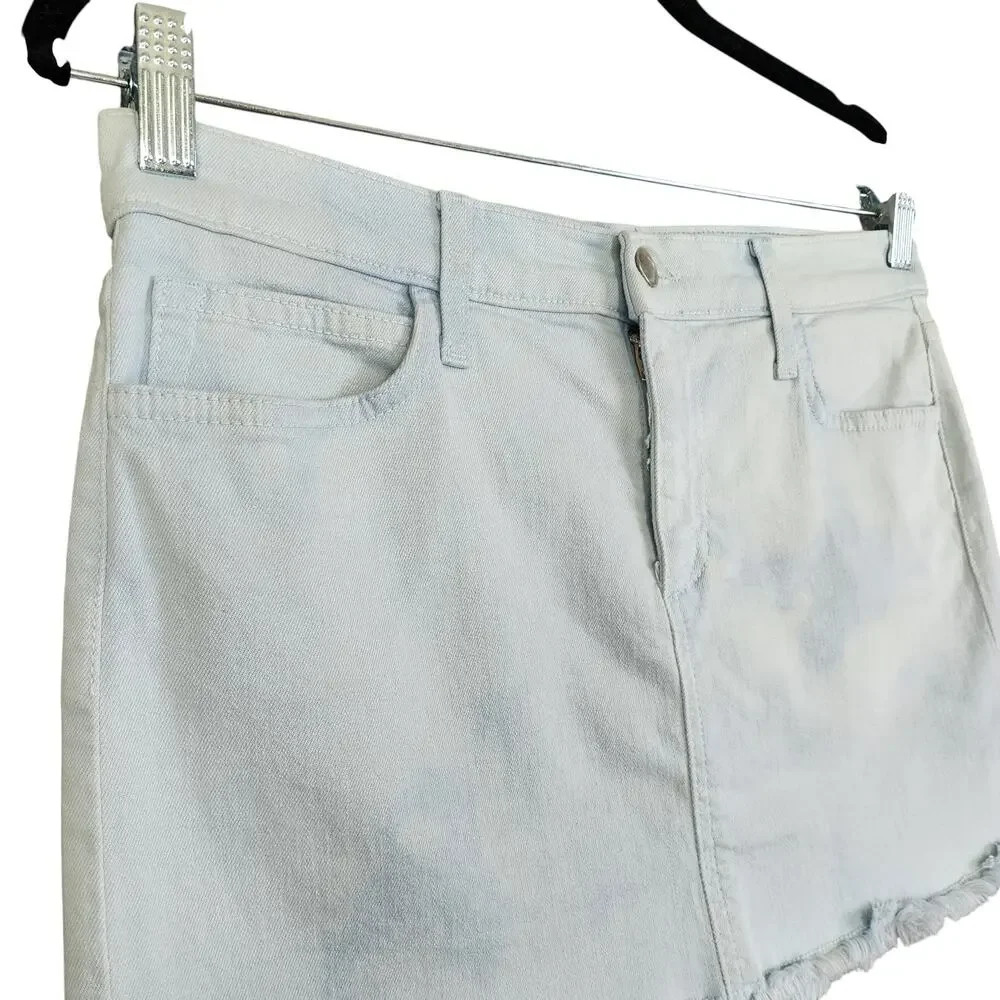 Joes Jeans Womens Micro Mini Denim Skirt Size 28‎ Cloud Blue Tie Dye Fringe Hem